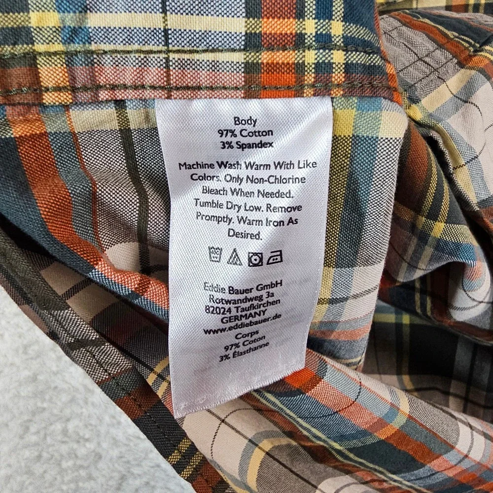 Eddie Bauer Mens 2XL Classic Fit Plaid Button Down Shirt Multi Color Long Sleeve